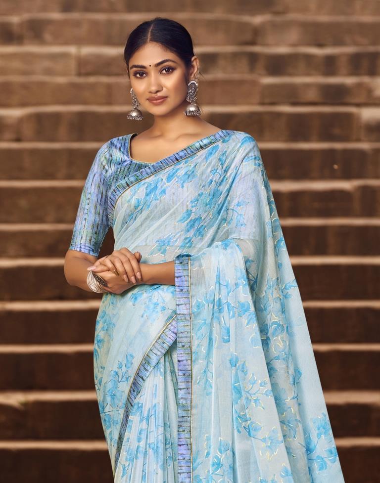 Blue Chiffon Saree | Leemboodi