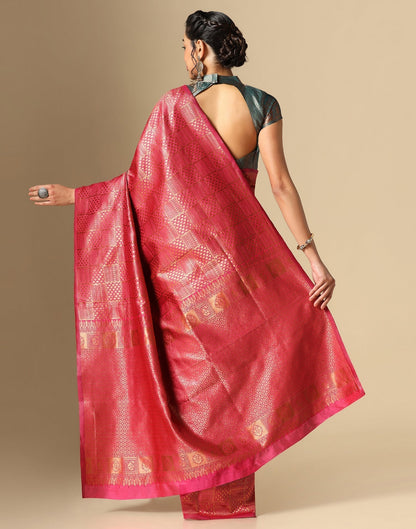 Dark Pink Silk Kanjivaram Saree | Sudathi