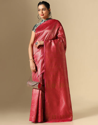 Dark Pink Silk Kanjivaram Saree | Sudathi