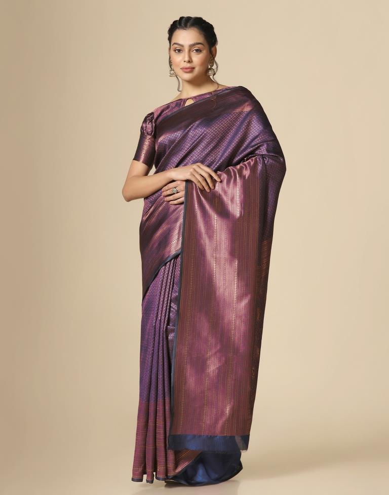 Navy Blue Silk Weaving Saree