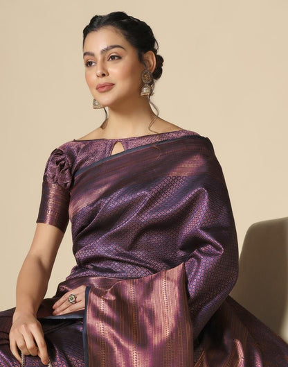 Navy Blue Silk Weaving Saree