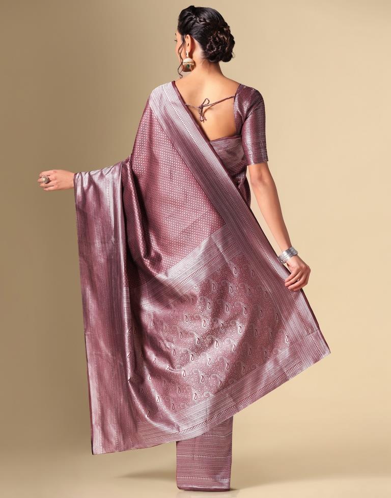 Maroon Silk Weaving Saree