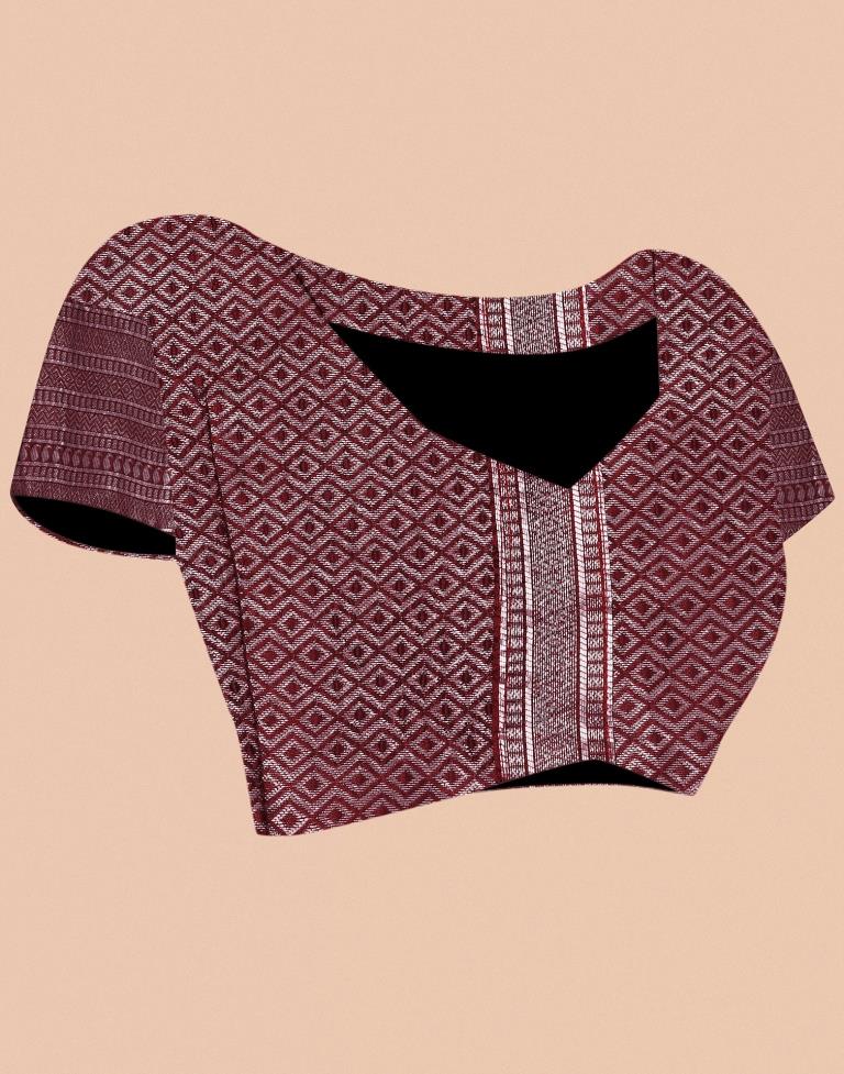Maroon Silk Weaving Saree