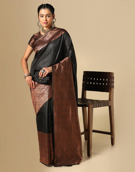 Black Silk Weaving Saree