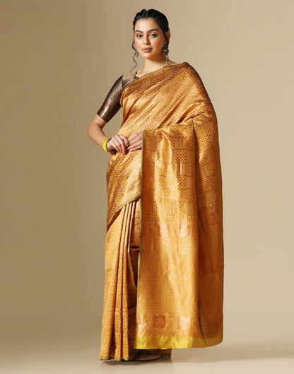 Mustard Kanjivaram Silk Saree | Sudathi