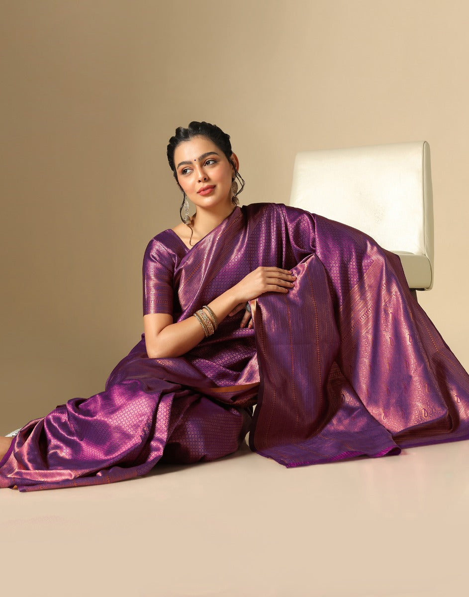 Purple Kanjivaram Silk Saree | Leemboodi