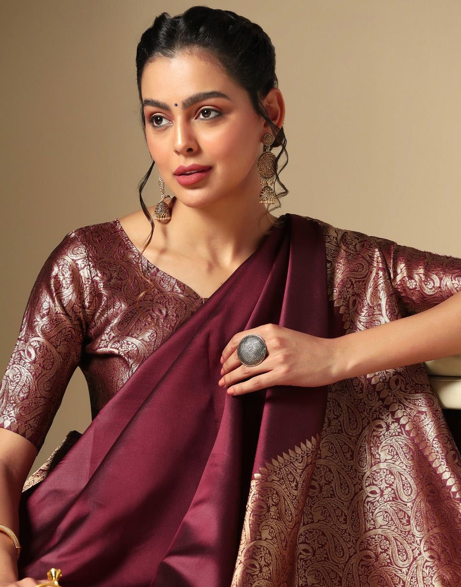 Maroon Kanjivaram Silk Saree | Sudathi