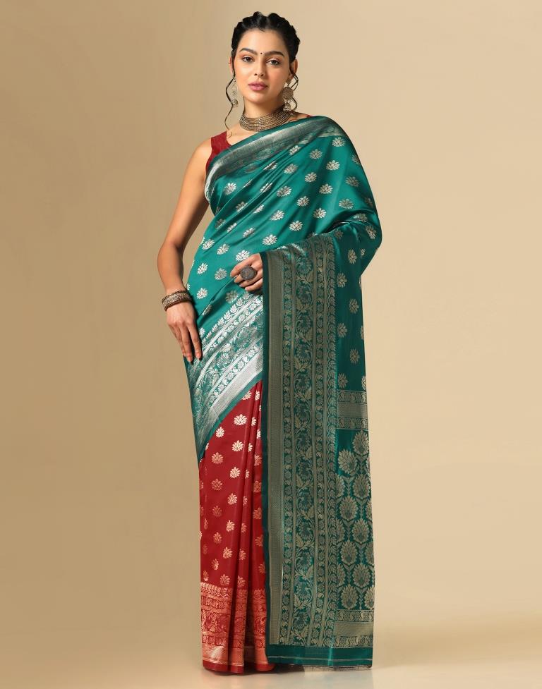 Rama Green Silk Weaving Saree