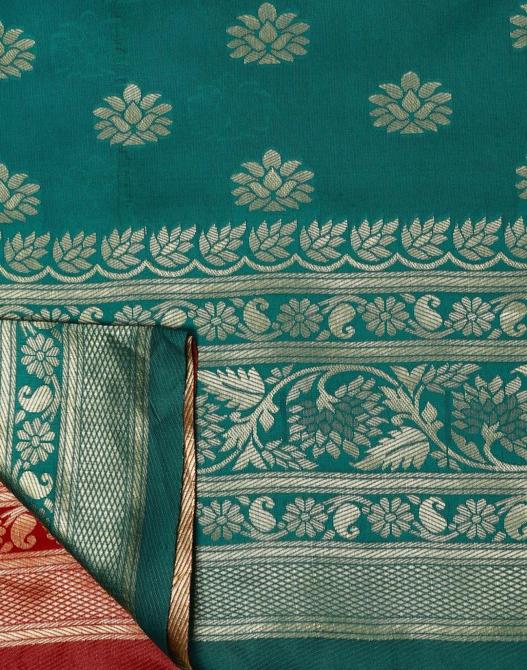 Rama Green Silk Weaving Saree