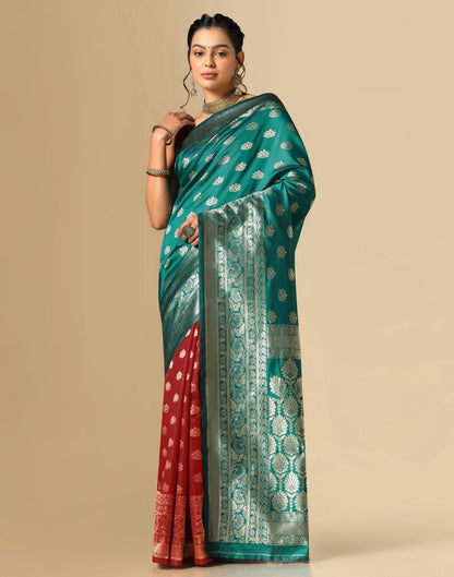 Rama Green Silk Weaving Saree