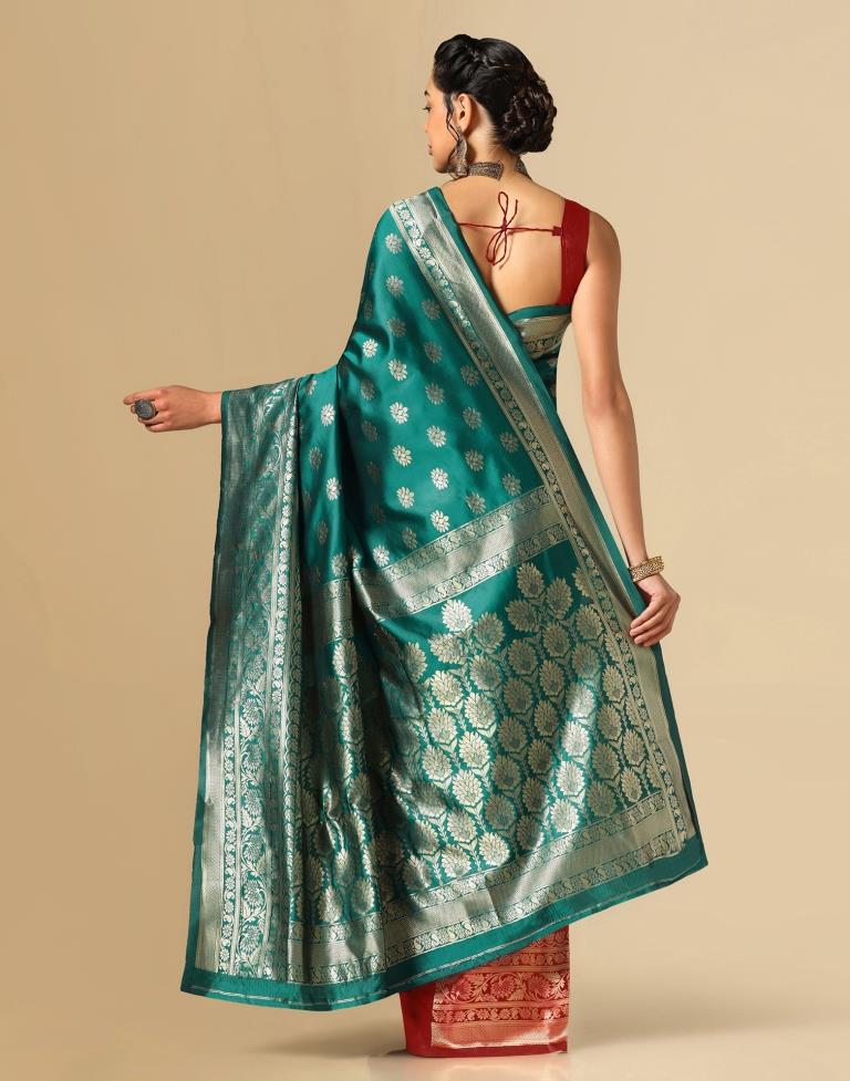 Rama Green Silk Weaving Saree