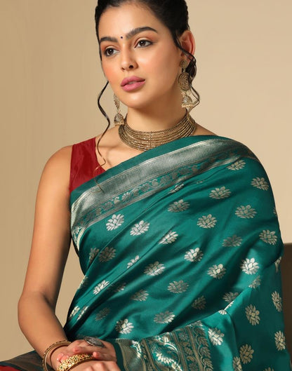 Rama Green Silk Weaving Saree