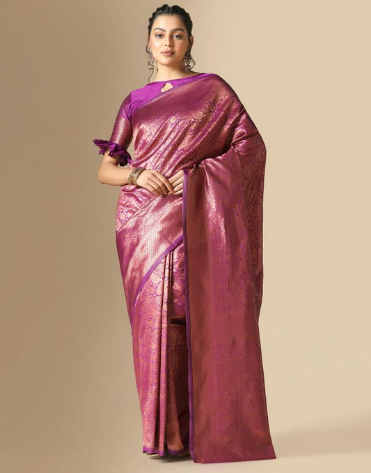 Purple Silk Weaving Saree