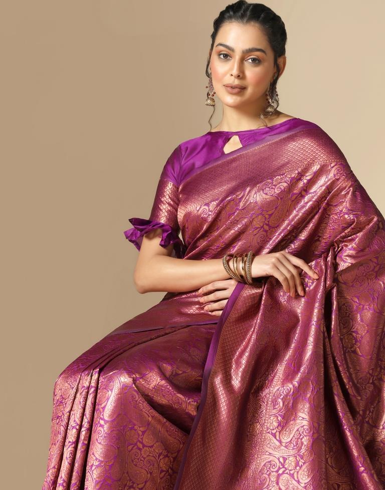 Purple Silk Weaving Saree
