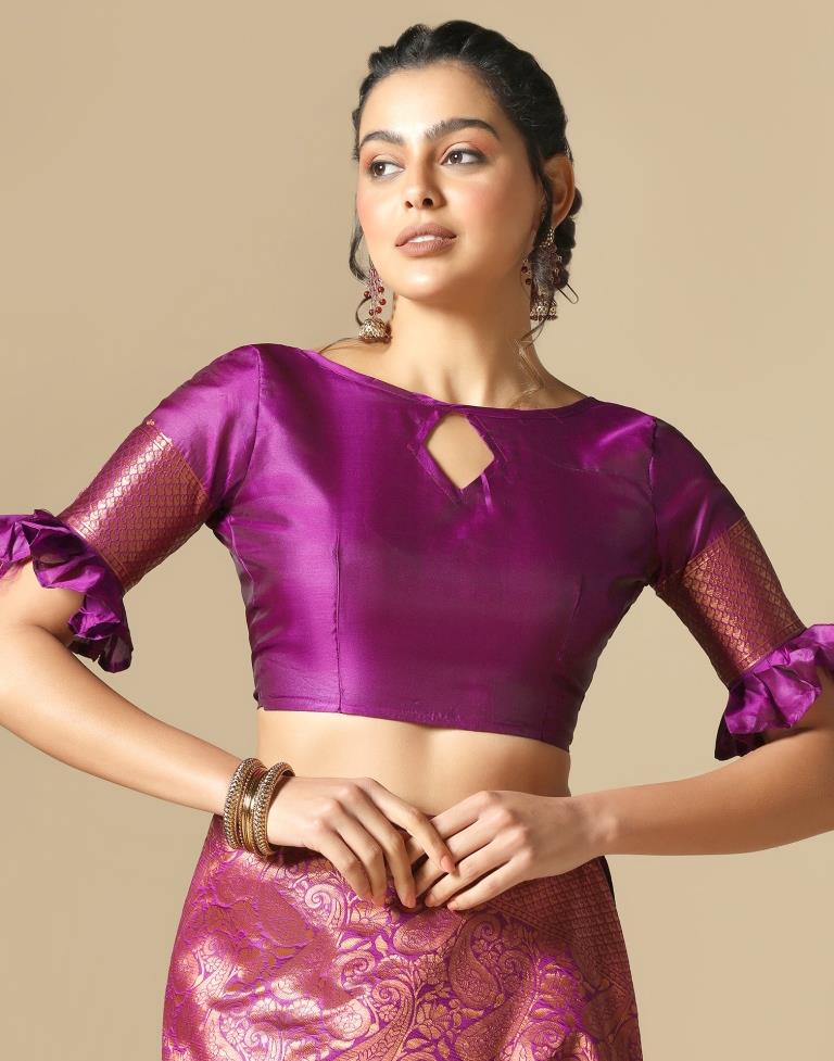 Purple Silk Weaving Saree