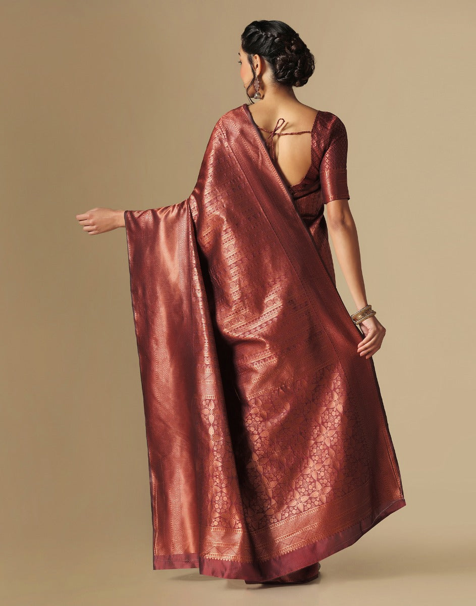Maroon Silk Saree | Leemboodi