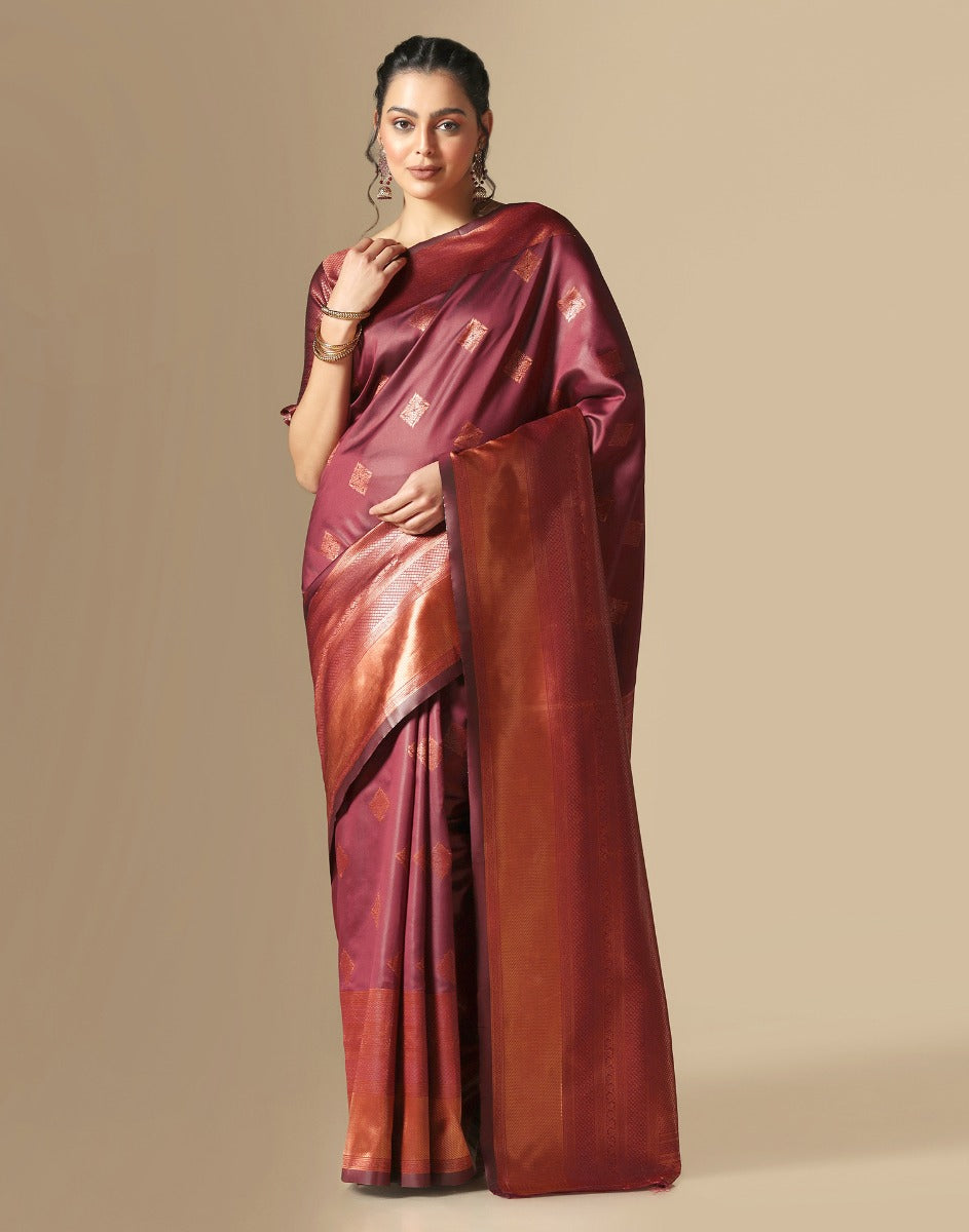 Maroon Silk Saree | Leemboodi