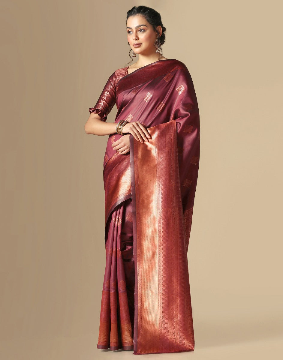Maroon Silk Saree | Leemboodi