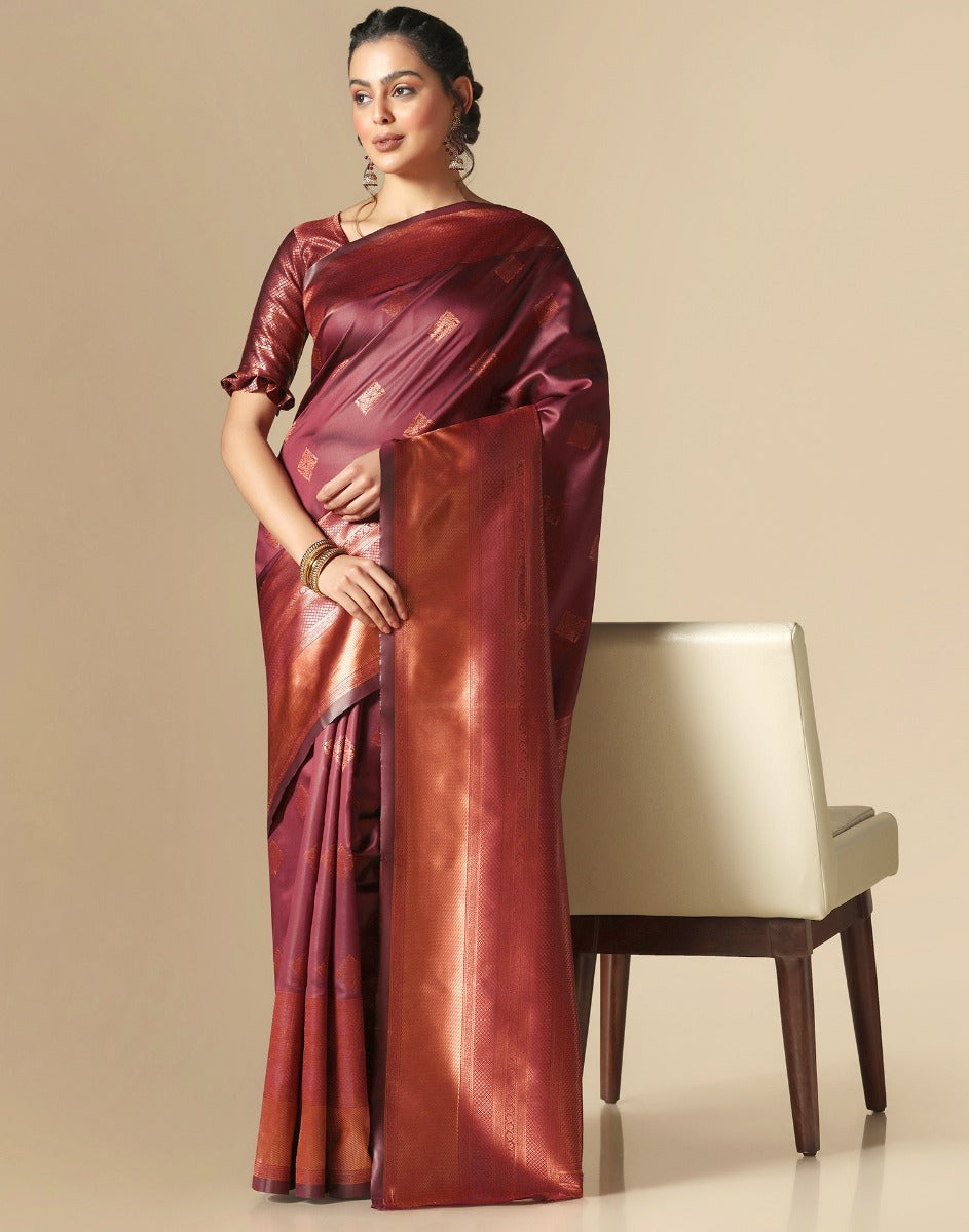 Maroon Silk Saree | Leemboodi