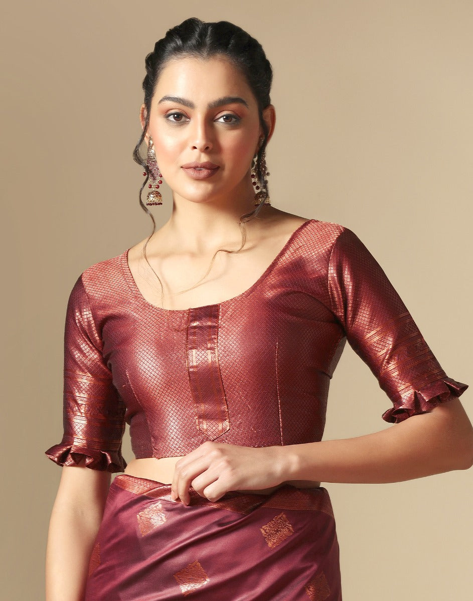 Maroon Silk Saree | Leemboodi