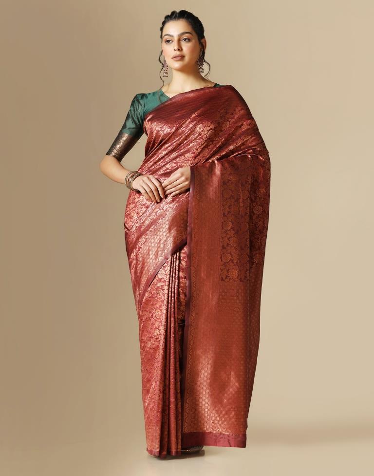 Maroon Silk Weaving Saree