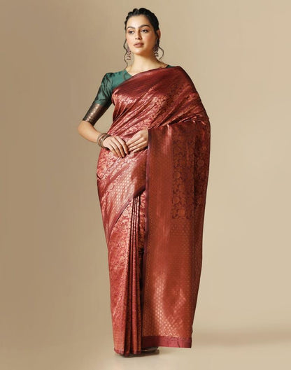 Maroon Silk Weaving Saree