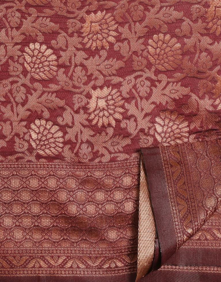 Maroon Silk Weaving Saree