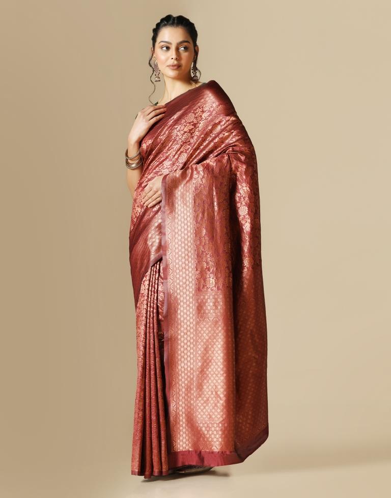 Maroon Silk Weaving Saree