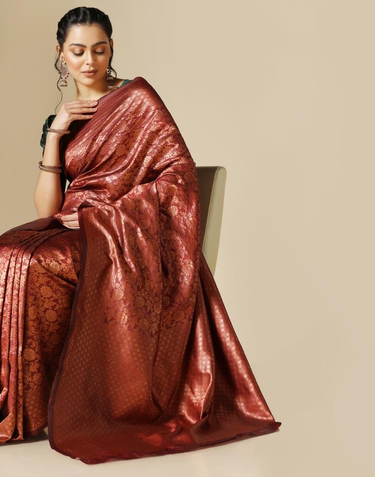 Maroon Silk Weaving Saree