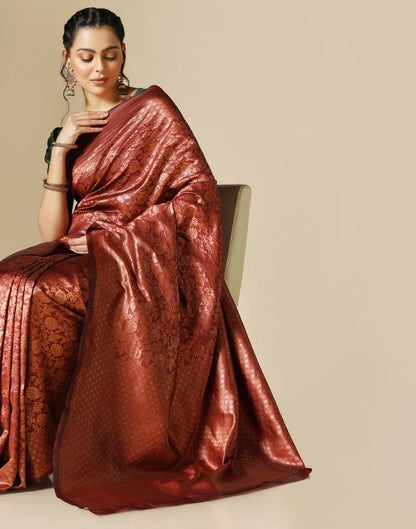 Maroon Silk Weaving Saree