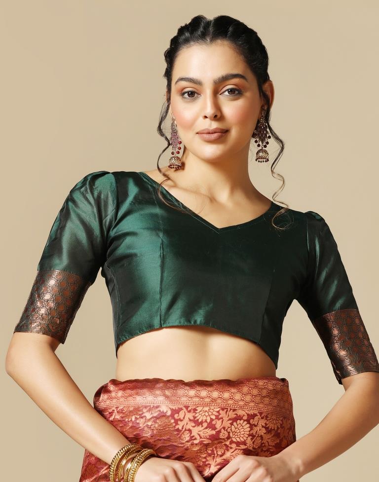 Maroon Silk Weaving Saree