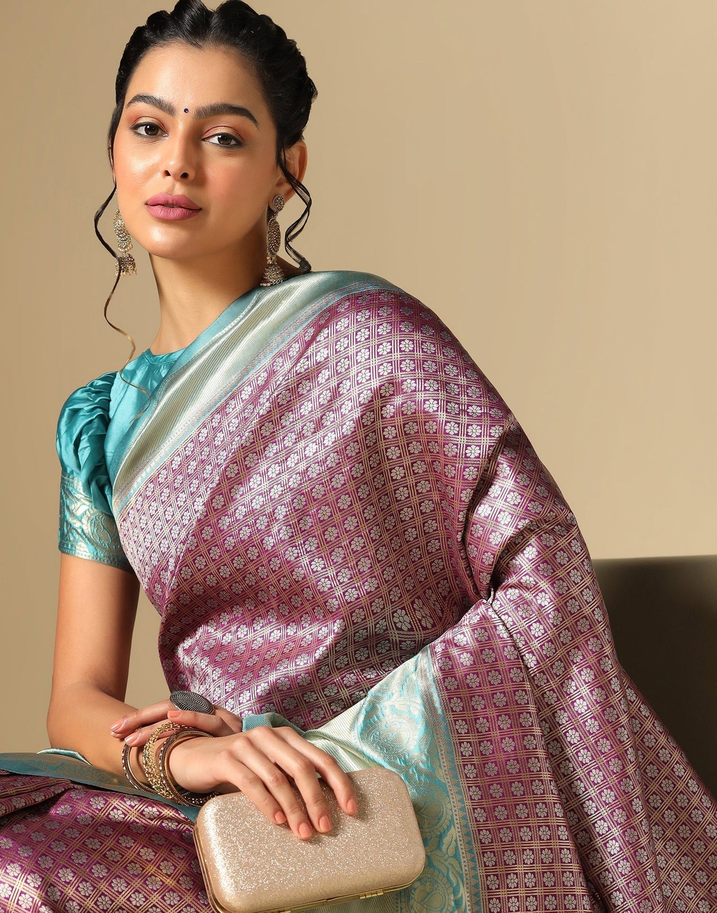 Purple Silk Jacquard Saree | Sudathi