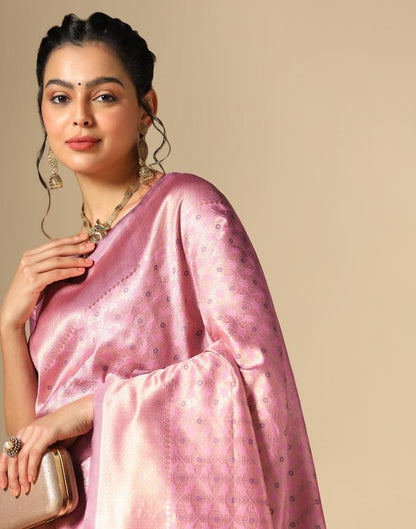 Light Pink Silk Weaving Saree