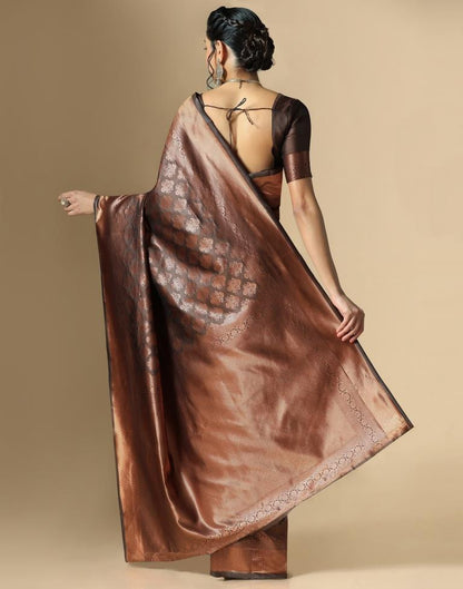 Dark Brown Silk Weaving Saree
