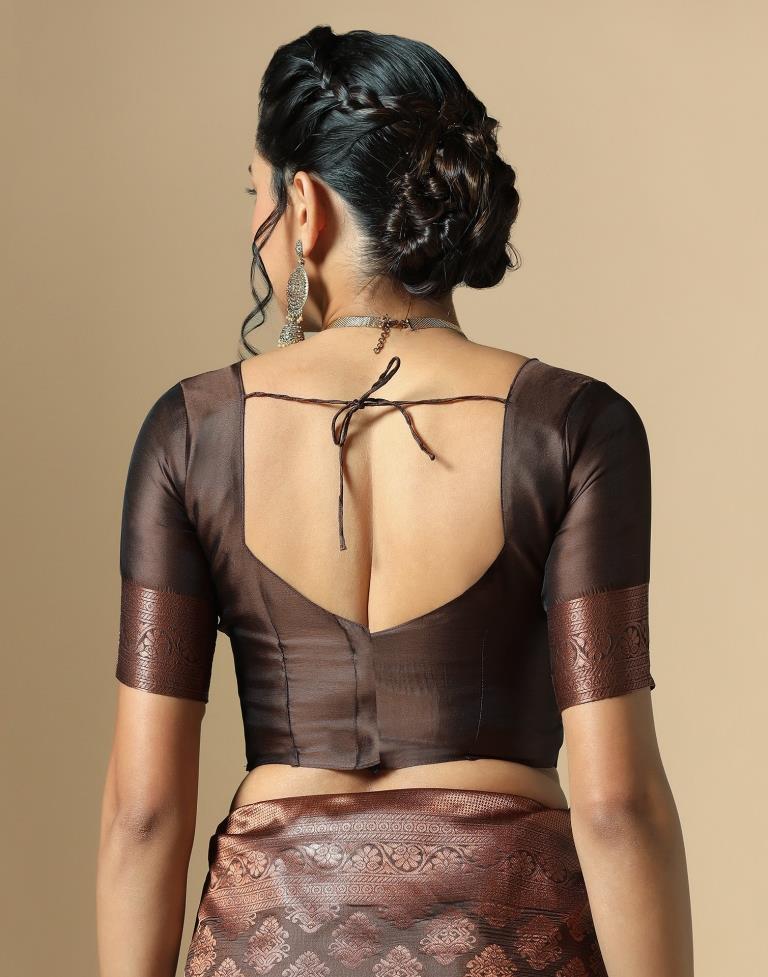 Dark Brown Silk Weaving Saree