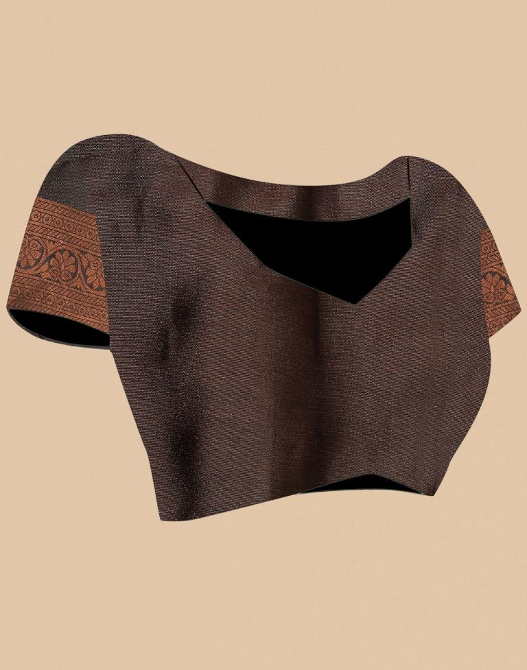 Dark Brown Silk Weaving Saree