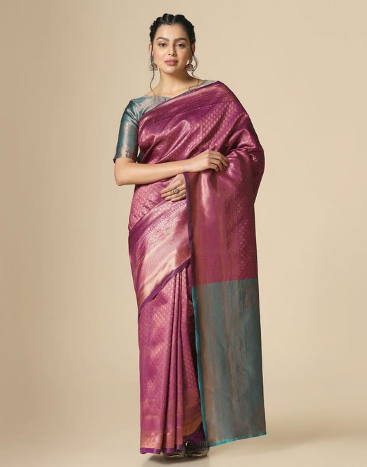 Purple Silk Weaving Saree