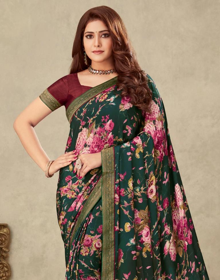 Dark Green Silk Saree | Leemboodi