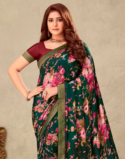Dark Green Silk Saree | Leemboodi