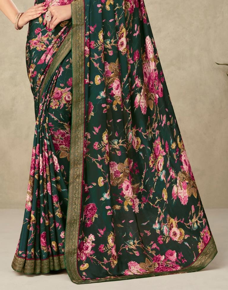 Dark Green Silk Saree | Leemboodi