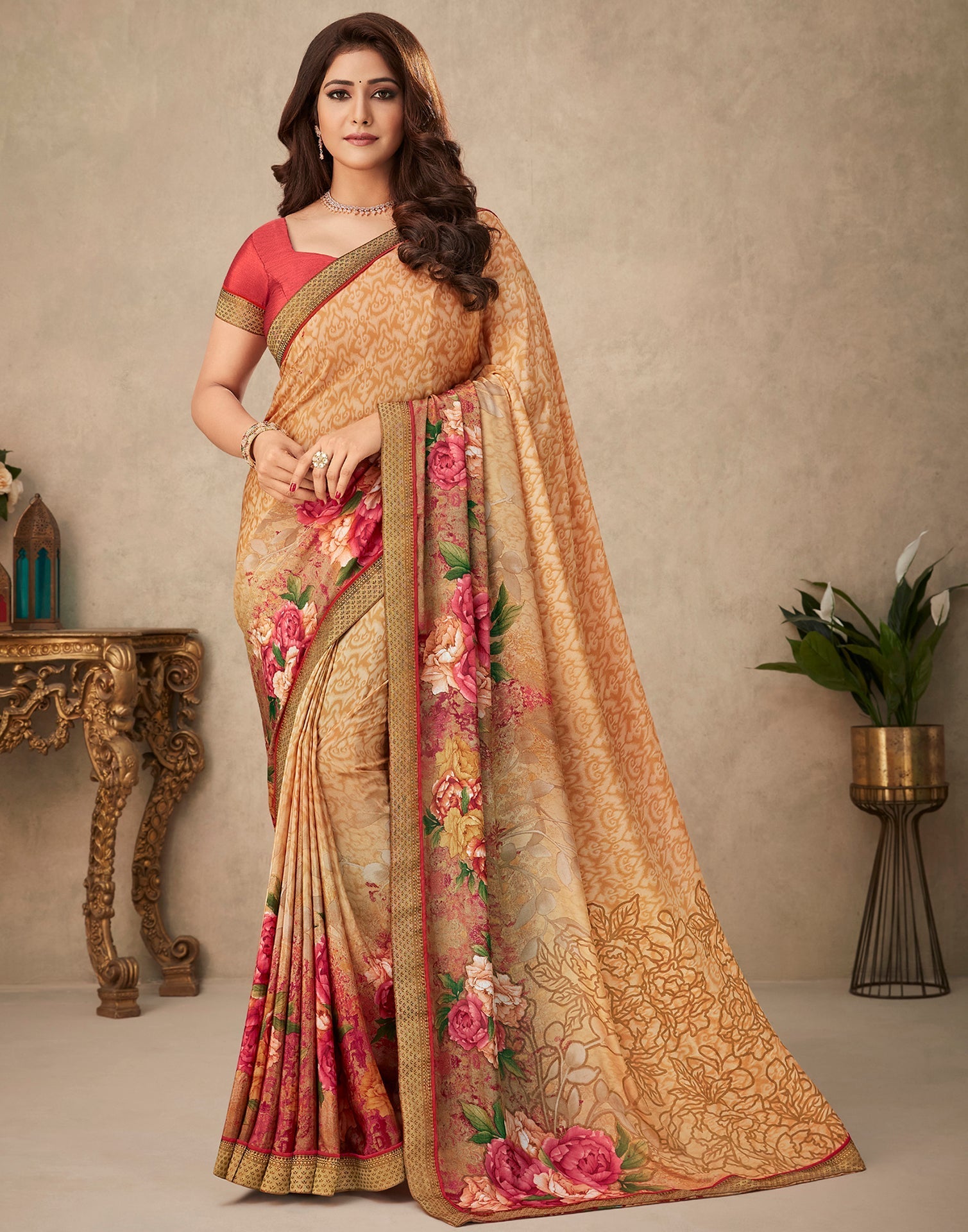 Light Brown Silk Saree | Leemboodi