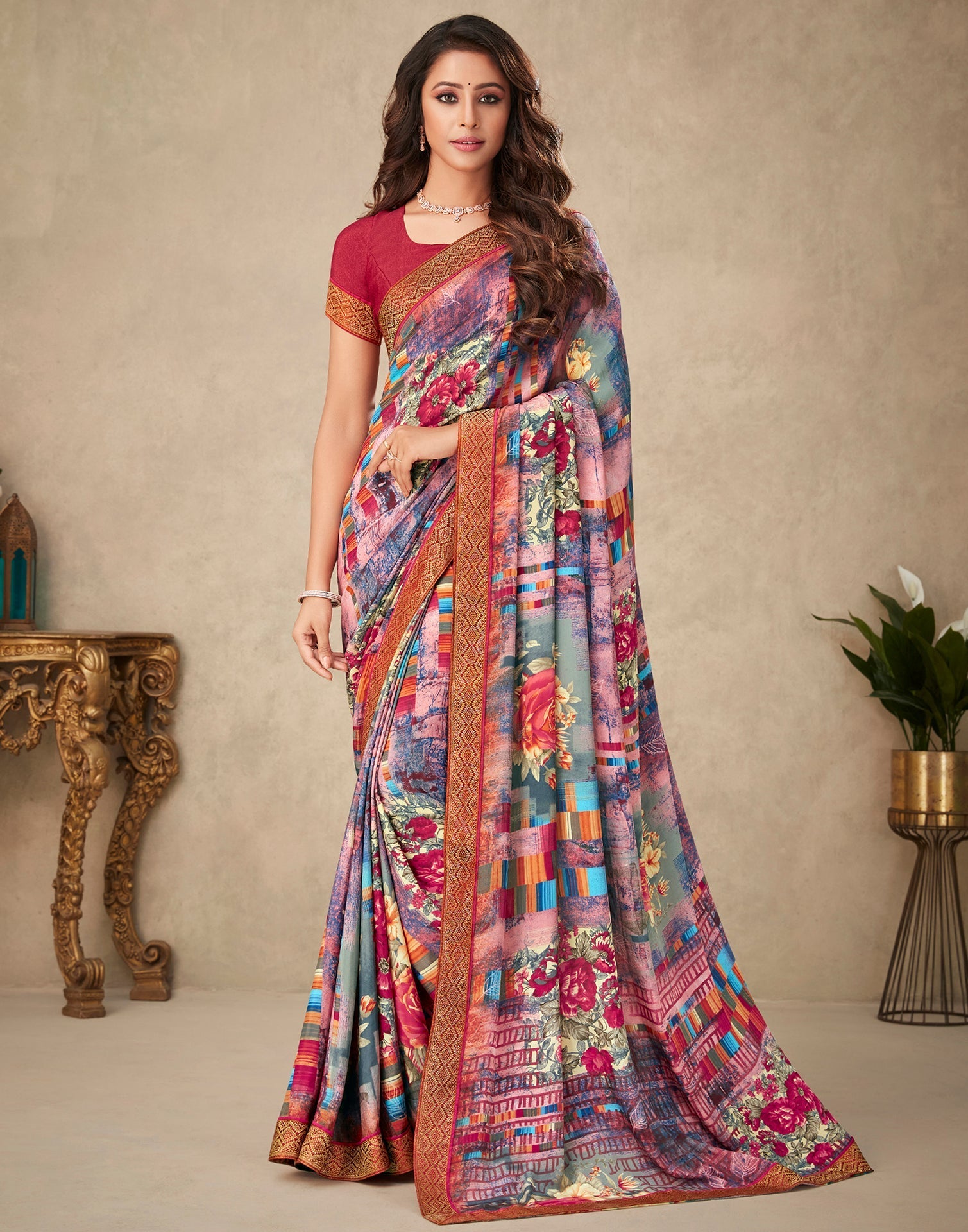 Multicoloured Silk Saree | Leemboodi