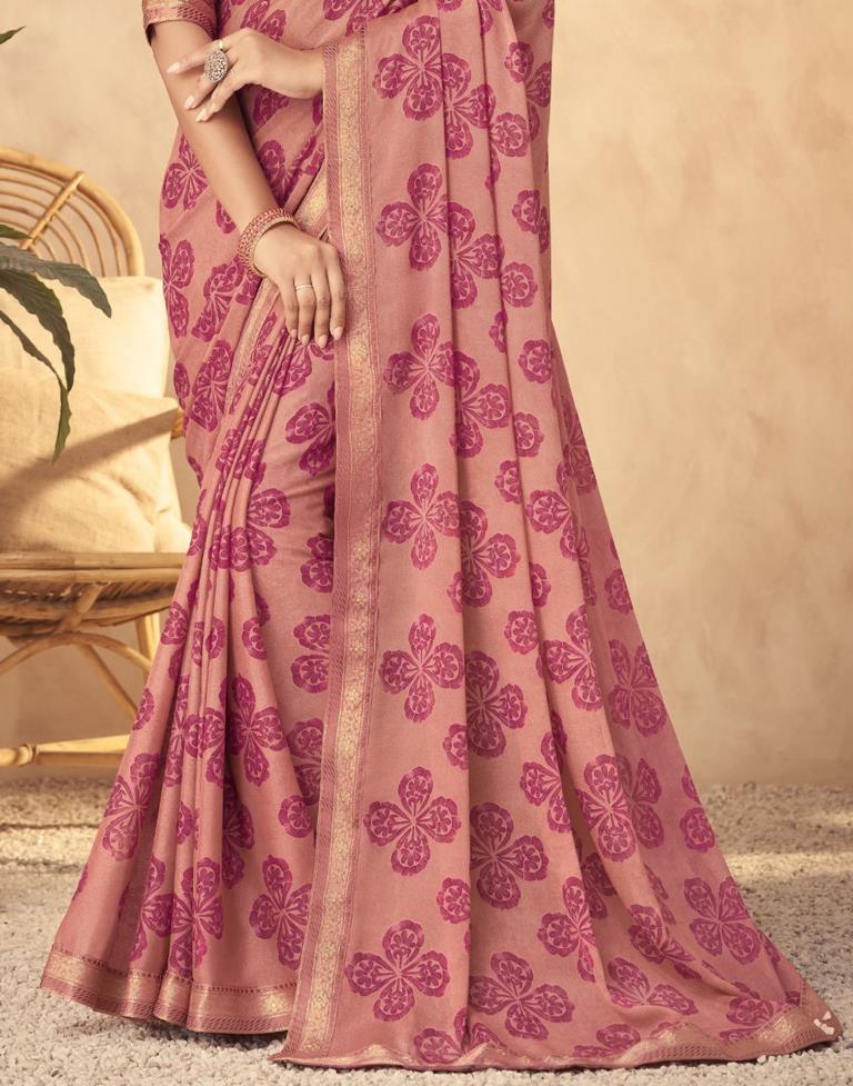 Peach Georgette Saree | Leemboodi