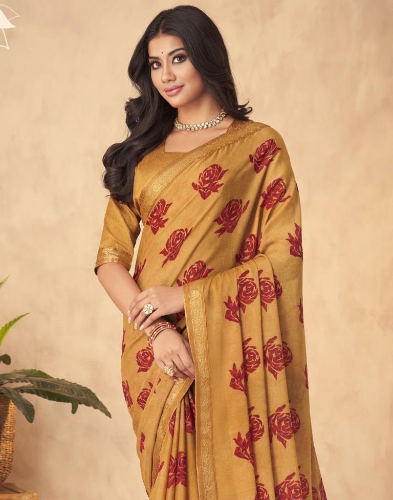 Mustard Yellow Georgette Saree | Leemboodi