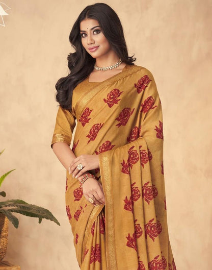 Mustard Yellow Georgette Saree | Leemboodi