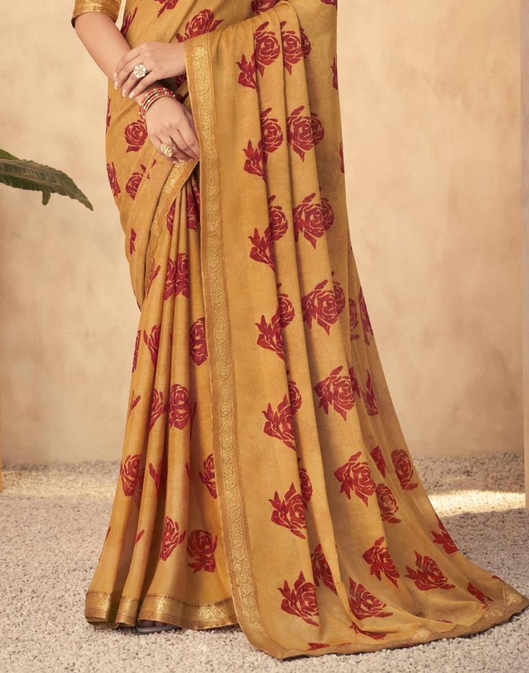 Mustard Yellow Georgette Saree | Leemboodi