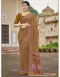 Brown Georgette Printed Saree