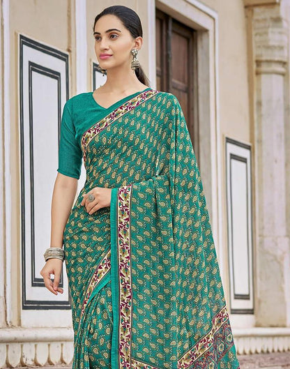 Rama Green Georgette Saree | Leemboodi