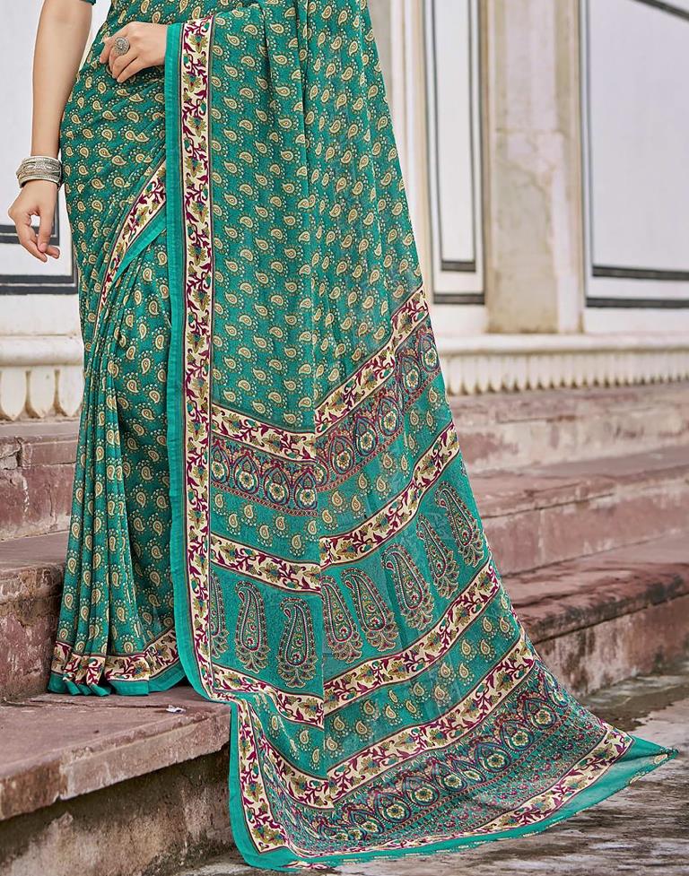 Rama Green Georgette Saree | Leemboodi