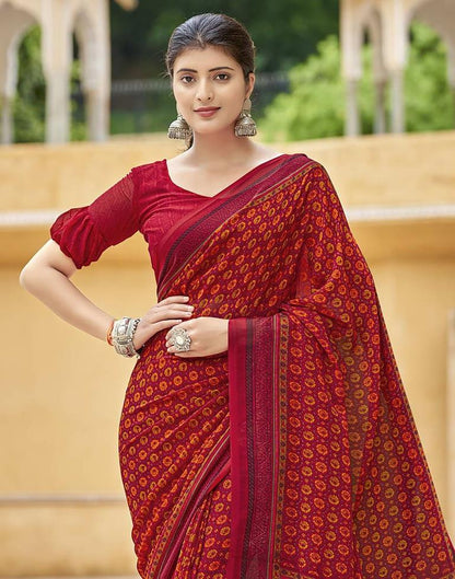 Red Georgette Saree | Leemboodi